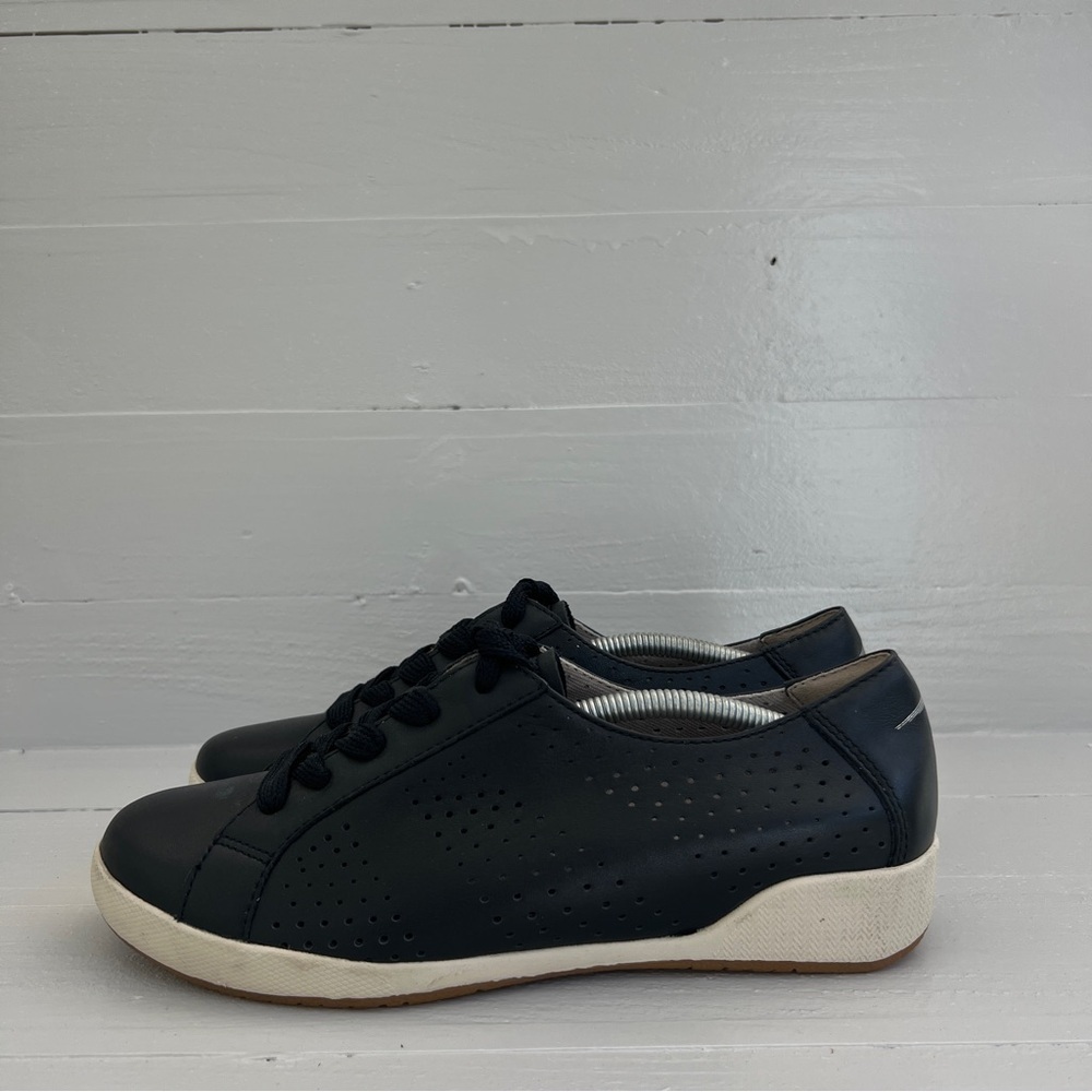 Dansko Black Sneakers Women's 7.5 (EU 38) Orli Perforated Nappa Low Top Shoes